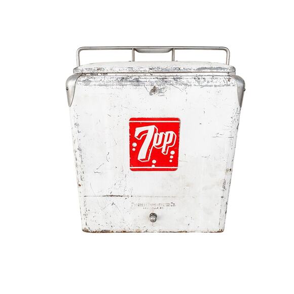 Vintage Original 7up Bottle Ice Chest Cooler with Tray & Drain Plug Collectible - Picture 1 of 7